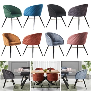 Velvet Dining Chair Accent Chair Metal Legs Armchair Home Dining Room Restaurant - Picture 1 of 86