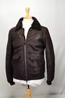 NWT Isaia Brown Leather Bomber Jacket Shearling Lined IT 50R/US 40R