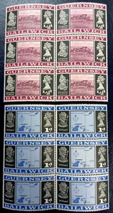GUERNSEY 1969 SG13-SG14 - ½d Red & 1d Blue - 2 x Blocks of 6 MINT Stamps - MNH - Picture 1 of 4