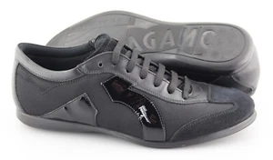 Mens SALVATORE FERRAGAM 'Mille 6' Black Leather / Suede Sneakers Size US 10 - 2E - Picture 1 of 6