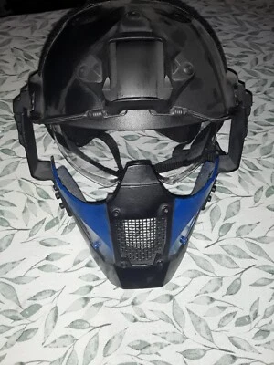 Full Face Airsoft Paintball Protective Durable Blue & Black Helmet w/ Goggle — 第 1/4 张图片