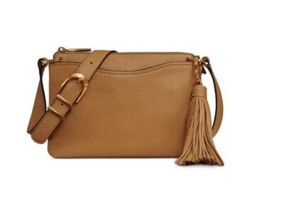 Bolso Bandolera Donna Karan NY Glenwood Cuero Guijarro Borla Pequeño - Bronceado/Dorado Foto 1 de 4