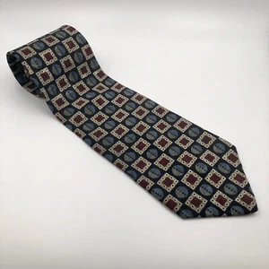 Cambridge Classics Mervyns 100% Italian Silk Vintage Tie Necktie Blue Maroon Tan - Picture 1 of 9