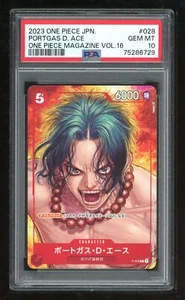 One Piece Japanese P-028 Portgas D. Ace 2023 Magazine 16 Promo PSA 10 75286729 - Picture 1 of 2