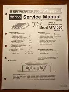 CLARION APA4060 AMPLIFICATORE MANUALE RIPARAZIONE SERVIZIO ORIGINALE - Foto 1 di 1