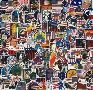 100 Sticker Aufkleber Stickerbomb Flaggen USA Amerika Präsident  - Bild 1 von 1