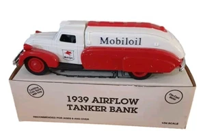 1993 ERTL Mobil Oil 1939 Airflow Tanker Bank 1:34 Red Die-cast NEW In Box - Picture 1 of 21