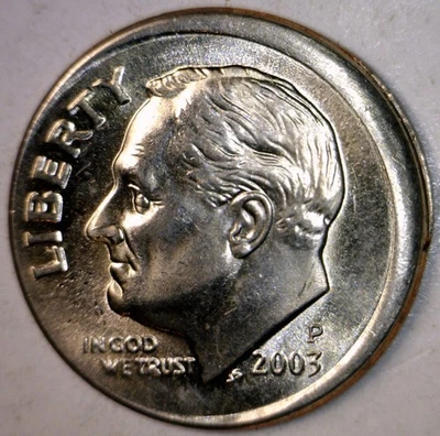 2003 ERROR OFF CENTER Roosevelt Dime BU ++ Coin RARE DATE O/C  FREE SHIP - Image 1 of 4