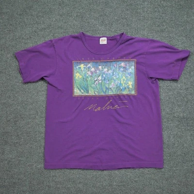 Vintage Brian Mahieu Art T Shirt Womens Large Purple Iris Garden Flowers 90s - Image 1 of 4