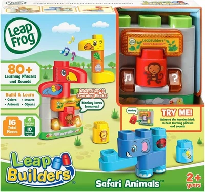 Leap Frog Leap Builders Safari Animals, Interactive Learning Blocks New! - Image 1 of 3