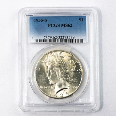 1935-S Peace Silver Dollar $1 PCGS MS62 - Image 1 of 2