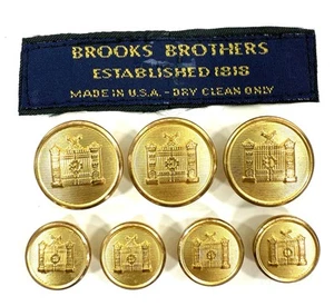 Brooks Brothers Buckingham Palace Gold Replacement Buttons x 7 Vintage Waterbury - Picture 1 of 6