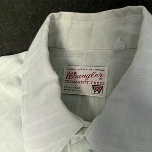 Vintage 1960s Wrangler Shirt 15.5 Brushpopper Light Green Western USA Longtails - Picture 1 of 8