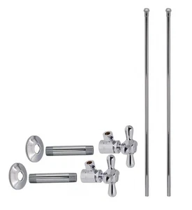 Westbrass Bullnose Faucet Kit with Cross Handles, 1/2" IPS x 3/8" OD x 20", P... - Picture 1 of 8