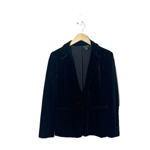 Tahari Women Velvet Blazer Jacket Black Whimsigoth Fairygrunge Medium - Picture 1 of 7