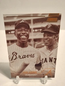 2022 Topps Stadium Club - Hank Aaron #218 Sepia - Posed With Willie Mays - Picture 1 of 2