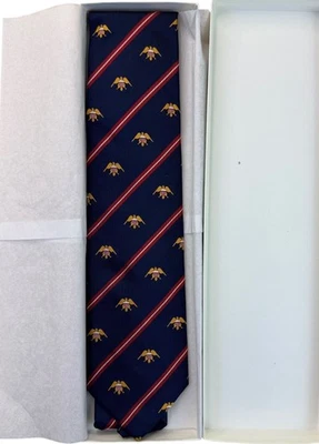 Gitman Bros.Navy 真丝图案领带鹰条纹设计 — 第 1/4 张图片