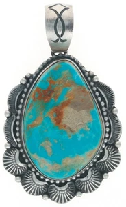 Natural Royston Turquoise Pendant By Navajo Artist Randy Boyd - Picture 1 of 3