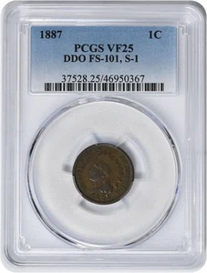 1887 Indian Cent DDO FS-101 S-1 VF25 PCGS - Picture 1 of 2