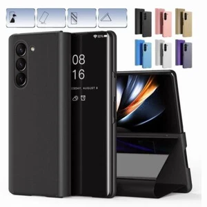 Leather Case Kickstand Mirror Holder For Samsung S24 Ultra S23 FE A73 A54 5G - Picture 1 of 21