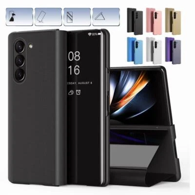 Leather Case Kickstand Mirror Holder For Samsung S24  Ultra S23 FE A73 A54 5G - Image 1 of 4