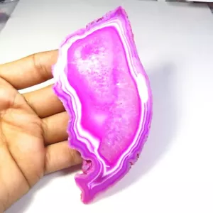 Pink Slice Agate Plain Cabs 127x60mm Natural Geode SLICE Gemstone 392Cts BS-1036 - Picture 1 of 11