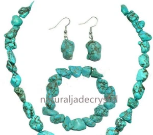 10-14mm Natural Irregular Green Turquoise Gems Beads Necklace Bracelet Earrings - Picture 1 of 4