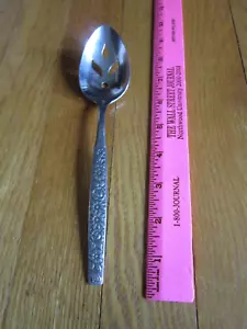 Vtg Oneida Stainless Silverware Malibu Slotted Serving Spoon Flowers - Picture 1 of 12