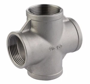 Stainless Steel 316 Pipe Fitting 3/8" Inch 4 Way Cross Female NPT Class 150 - Picture 1 of 3