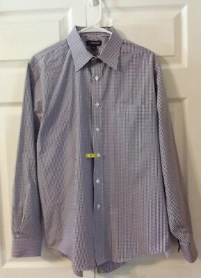 Camisa Lands' End Para Hombres Púrpura A Cuadros Abotonada Talla 16 1/2 34-35 Foto 1 de 4