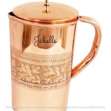 Pure Copper Half Embossed Jug Pitcher With Brass Knob on Lid Serveware