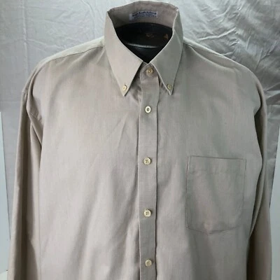 CAMISA DE VESTIR IRVINE PARK PARA HOMBRE BEIGE TELA ANCHA MANGA LARGA BOTONES TALLA 18 TL 2XL Foto 1 de 4