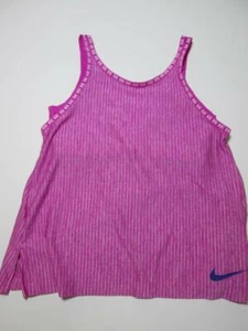 Nike Youth Girls Size M Tank Top Purple Pinstrip Logo Print Dri-Fit Gym Sport - Picture 1 of 7