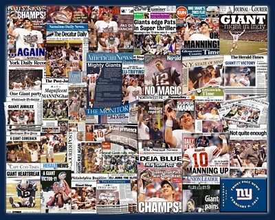 2012 NY Giants Super Bowl Newspaper Collage | 16x20" Print | NFL Wall Decor - Image 1 of 2