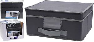 Large Grey Fabric Drawer Storage Box Flip Lid Collapsible Toy Box Room Tidy  