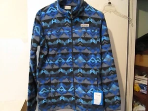 Columbia Youth Boys Zing III Zip Up Fleece Collegiate Navy Checkpoint Size XL - Picture 1 of 4