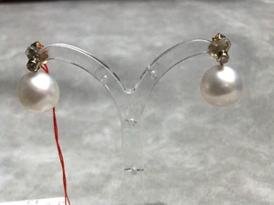 Südsee Perlohrstecker in Gelbgold 585/14 ct. mit Brillant 0,15 ct. - Bild 1 von 2