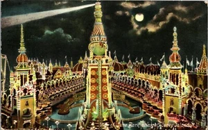 Vintage Brooklyn New York Coney Island Postkarte Luna Park Nacht 1909 STA Abbrechen - Bild 1 von 3
