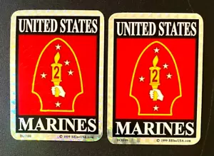 DOS (2) PEGATINAS/CALCOMANÍAS DE MARTES 2d USMC (DC-2) USMC MARINE DIVISION - Imagen 1 de 4