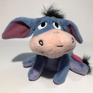 Disney Mattel Eeyore Bean Bag Plush Retro Hard Eyes Small 7” Detachable Tail - Picture 1 of 12