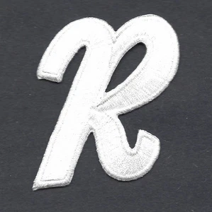 LETRAS - White Script 2" Letra "R" - Hierro sobre apliques bordados - Imagen 1 de 1