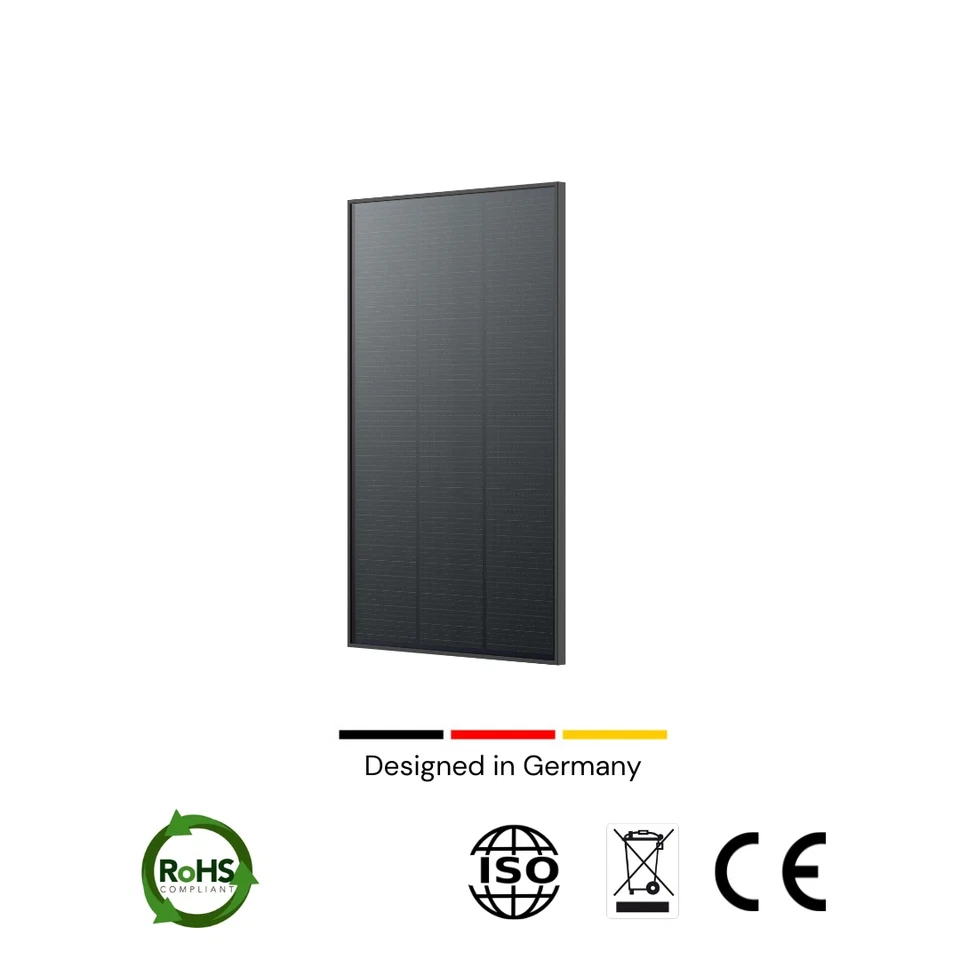 Cansolar Solarpanel Solarmodul Full Black Half Cut Cell Mono 100 Watt 18 Volt
