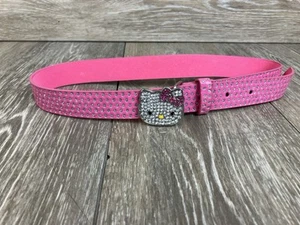 Hello Kitty Rhinestone Buckle Glitter Belt Pink Faux Leather Small 21” - 25” - Picture 1 of 7