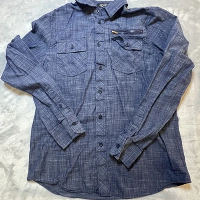 Camisa Eighty Eight Platino Para Hombre Pequeña Con Botones Manga Larga Bolsillos en el Pecho Cremallera Foto 1 de 4