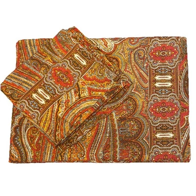 POTTERY BARN 4 Placemats & 5 Napkins Set Paisley Red Orange Linen/Cotton Blend - Image 1 of 4