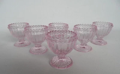 Set x 6 Pink Pressed Glass Breakfast Eggcups Egg Holder Cup - image 1 of 4