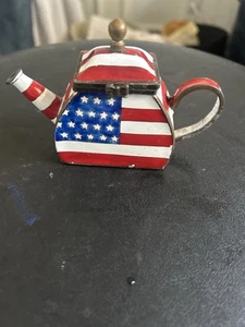 enamel red what blue flag teapot - Picture 1 of 7
