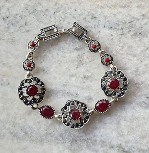 Ruby Gemstone Elegant Bracelet Sterling Silver Handmade Jewelry Gift - Picture 1 of 7