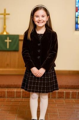 Chaqueta de Terciopelo Kelly's Niño Talla 10 Marrón Uniforme Diseñador Abrigo $199  Foto 1 de 3