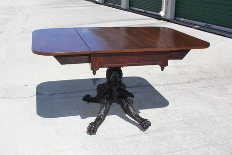 Magnificent Classical Empire Heavily Carved Drop Leaf Dining Table ~ Ca.1830 Cover